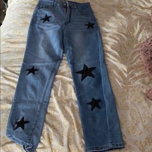 Shein skinny jeans with star design
